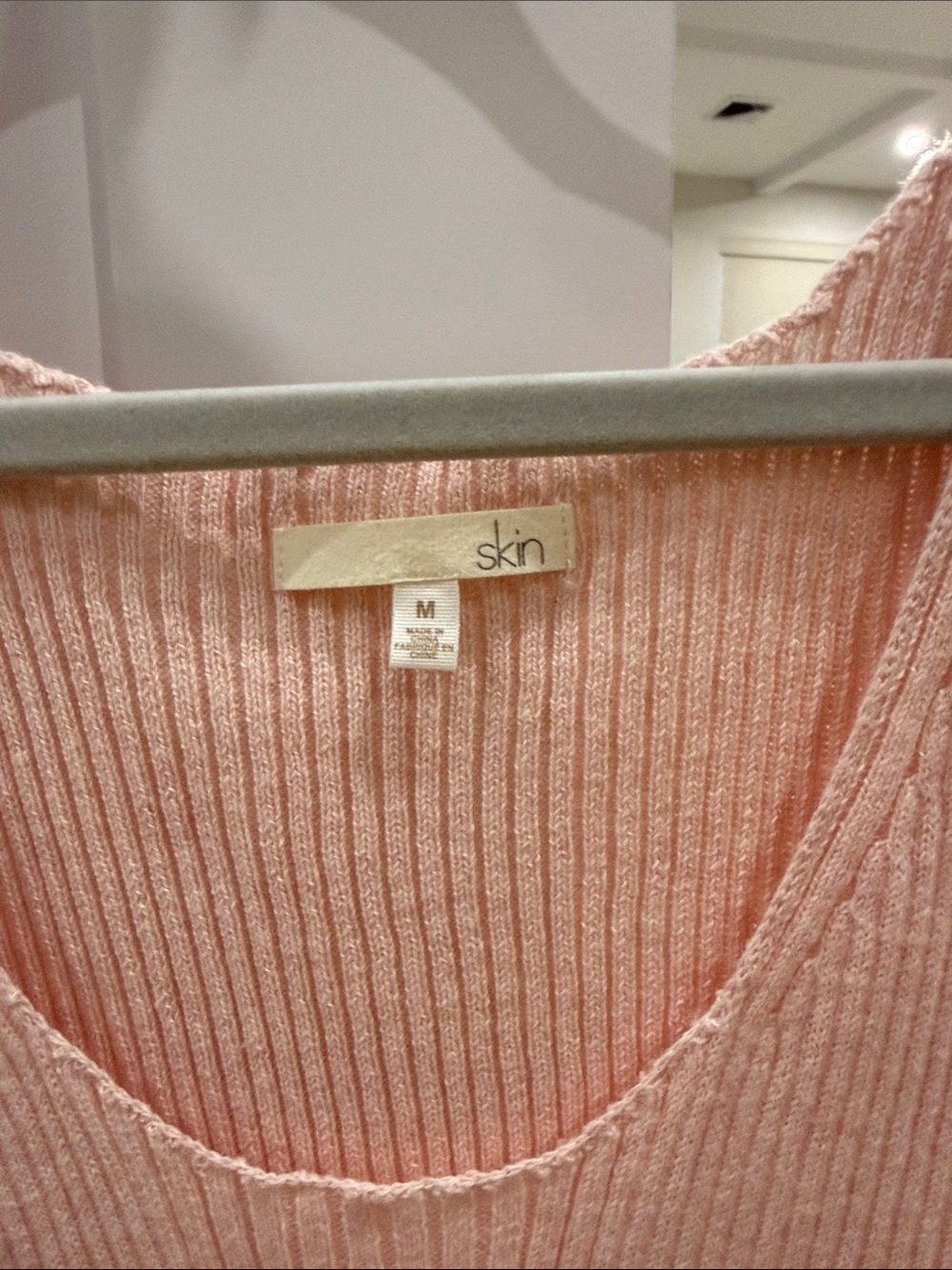 Skin Ribbed Pale Pink Tank Top - Picture 2 of 2